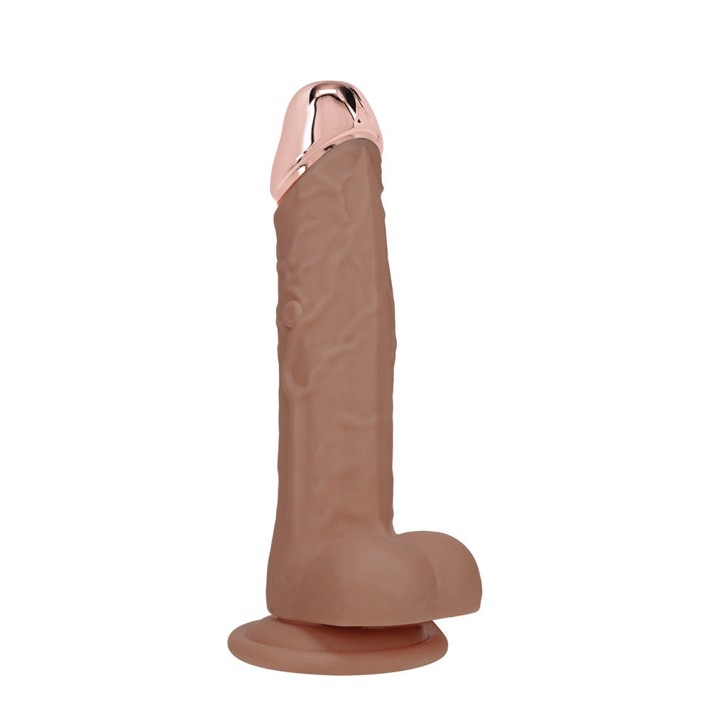 REALROCK Metal Head 7 Rechargeable Dildo - Tan - Tan 19 cm USB Rechargeable Vibrating Dildo with Metal Head and Wireless Remote - REA210TAN