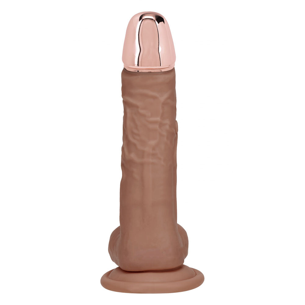 REALROCK Metal Head 8 Rechargeable Dildo - Tan - Tan 22 cm USB Rechargeable Vibrating Dildo with Metal Head and Wireless Remote - REA211TAN