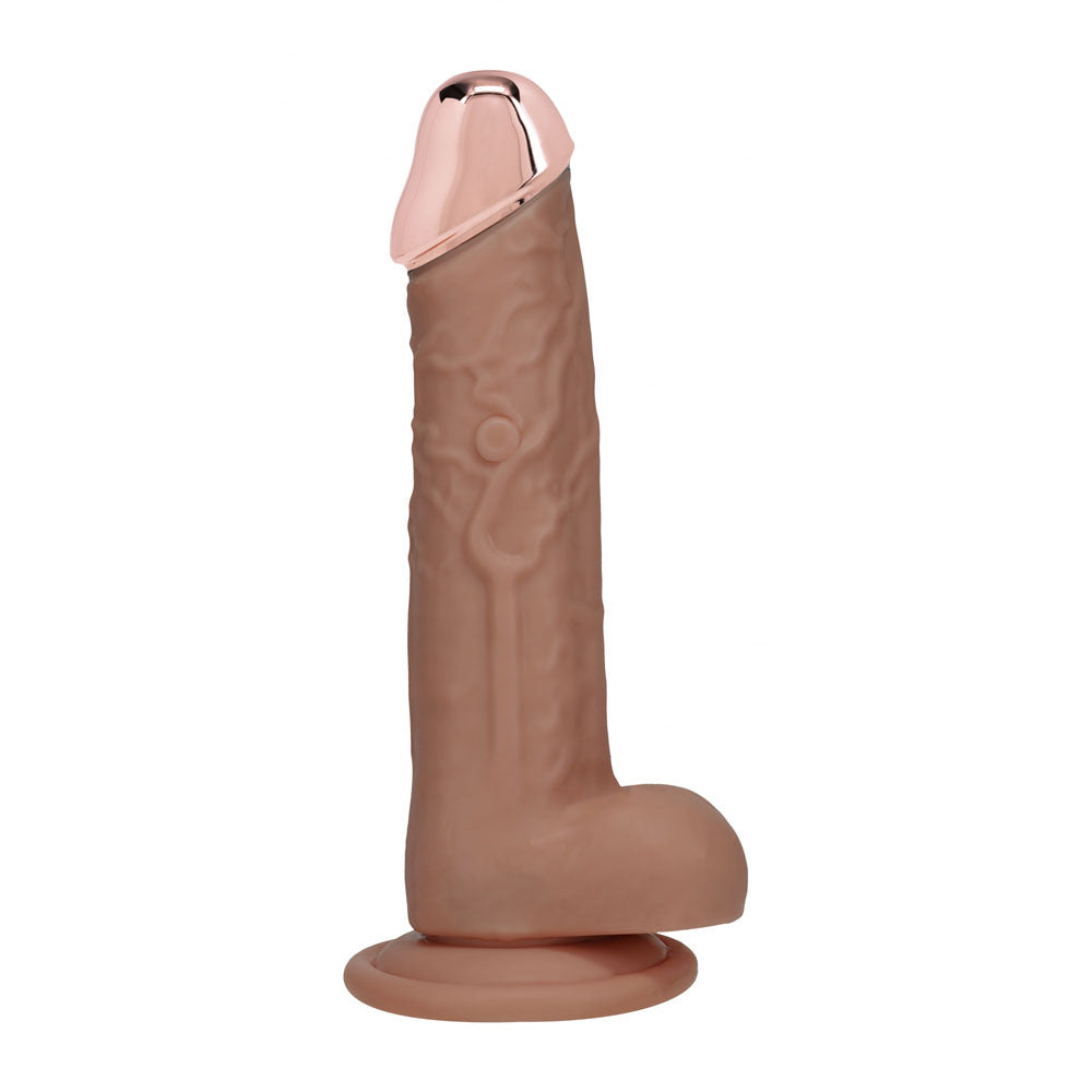 REALROCK Metal Head 8 Rechargeable Dildo - Tan - Tan 22 cm USB Rechargeable Vibrating Dildo with Metal Head and Wireless Remote - REA211TAN