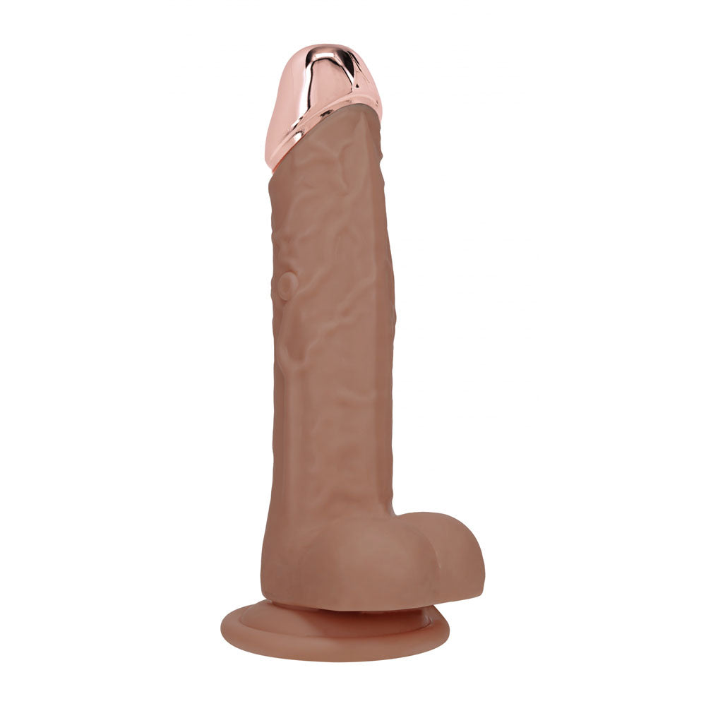 REALROCK Metal Head 8 Rechargeable Dildo - Tan - Tan 22 cm USB Rechargeable Vibrating Dildo with Metal Head and Wireless Remote - REA211TAN