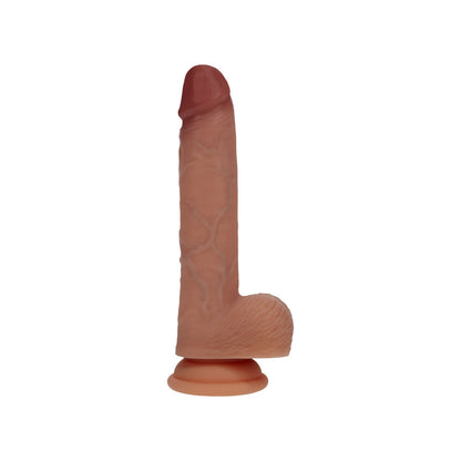 REALROCK Dual Density 7 Vibrating & Thrusting Dildo - Tan - Tan 17.8 cm USB Rechargeable Vibrating & Thrusting Dildo - REA222TAN