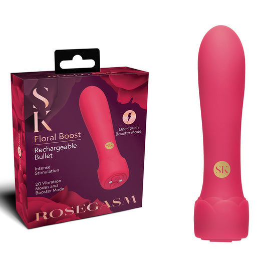 Secret Kisses ROSEGASM Floral Boost Bullet - Red 10.8 cm USB Rechargeable Bullet - SK1050