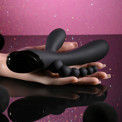 Selopa TRIPLE ACES - Black 19.7 cm USB Rechargeable Triple Stimulator Vibrator-SL-RS-6640-2
