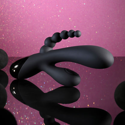 Selopa TRIPLE ACES - Black 19.7 cm USB Rechargeable Triple Stimulator Vibrator-SL-RS-6640-2