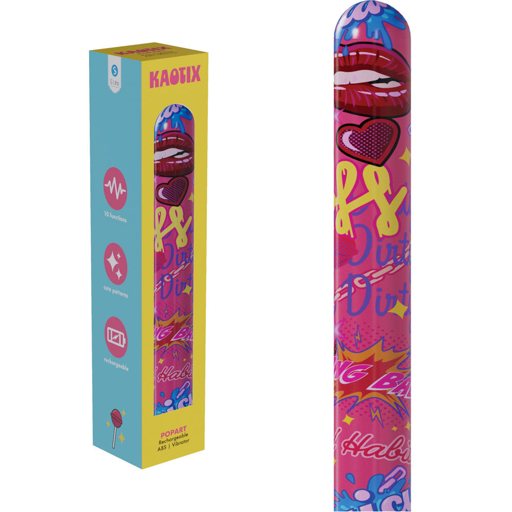 S-LINE Kaotix Pop Art - Pink 17.8 cm USB Rechargeable Vibrator - SLI294PNK