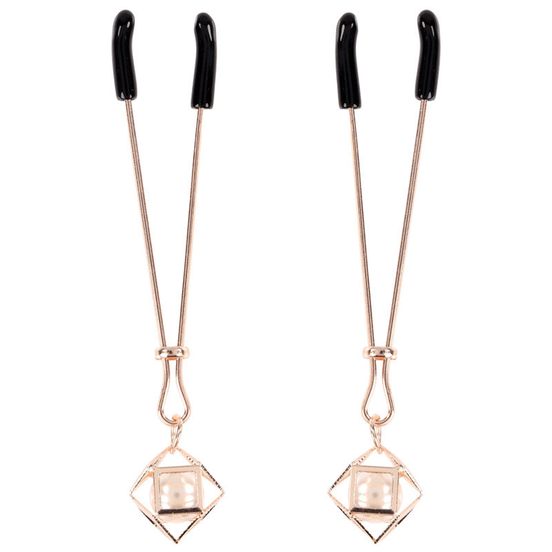 Sex & Mischief Brat Pearl Nipple Clips - Rose Gold - Set of 2-SS09845