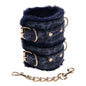 Sex & Mischief Cougar Fur Handcuffs - Navy Blue/Gold Furry Restraints-SS09971