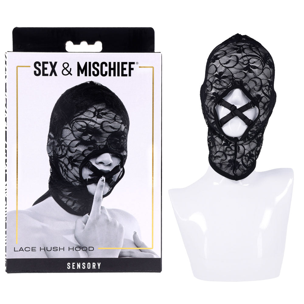 Sex & Mischief Lace Hush Hood - Black Hood-SS10101