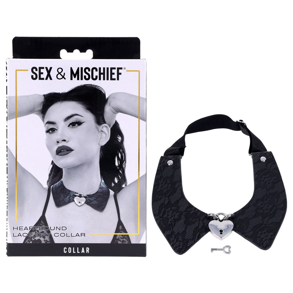 Sex & Mischief Heartbound Lace Day Collar - Black Submission Collar-SS10103