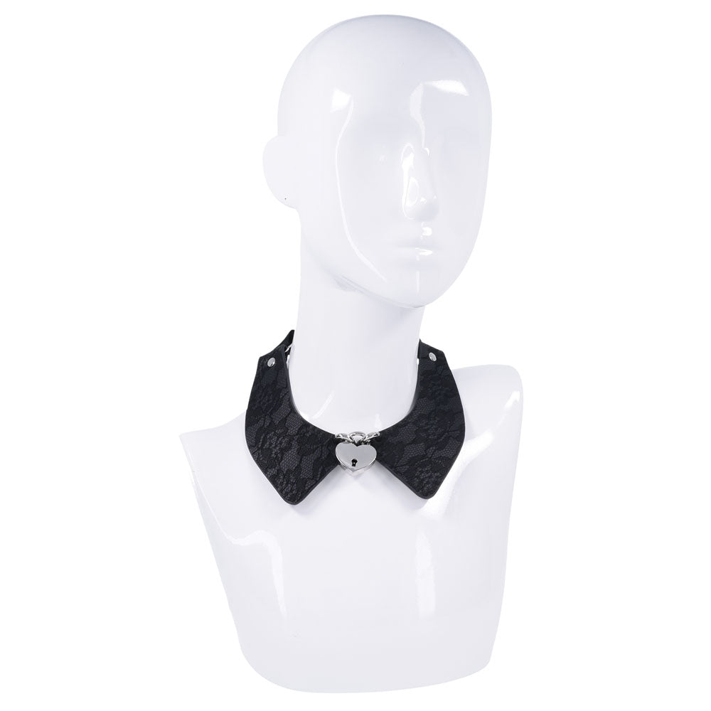 Sex & Mischief Heartbound Lace Day Collar - Black Submission Collar-SS10103