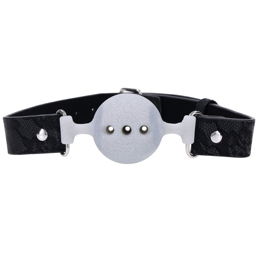 Sex & Mischief Lace Silicone Breathable Ball Gag - Black/Grey Mouth Restraint-SS10112