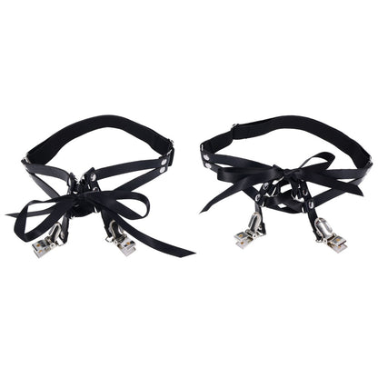 Sex & Mischief Laced Up Garters - Black Garters-SS10113