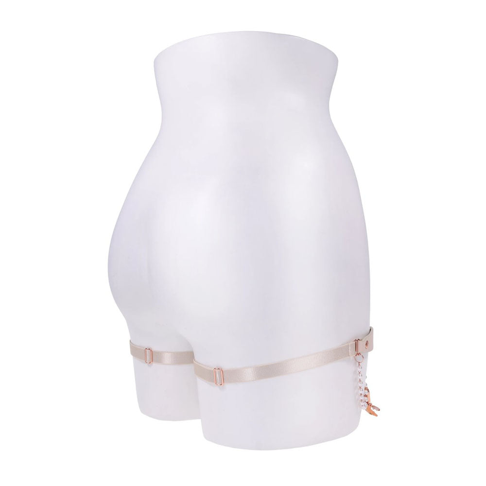 Sex & Mischief Peaches n CreaMe Pearl Garters - Peach / Rose Gold Garters with Pearls - Set of 2-SS10213