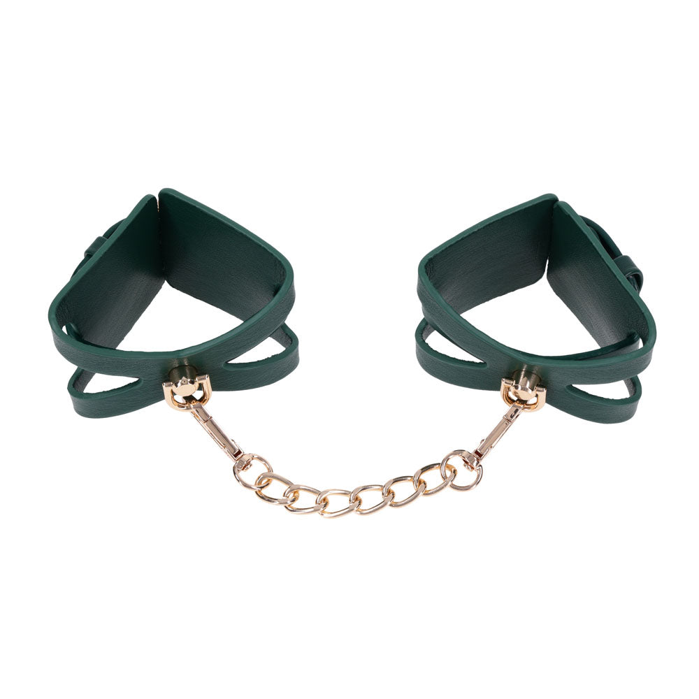Sex & Mischief Indica Cutout Cuffs - Green/Gold Restraints-SS10215