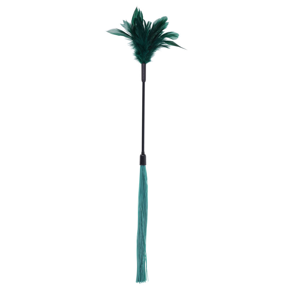 Sex & Mischief Indica Feather Tickler - Green Feather Tickler Whip-SS10221