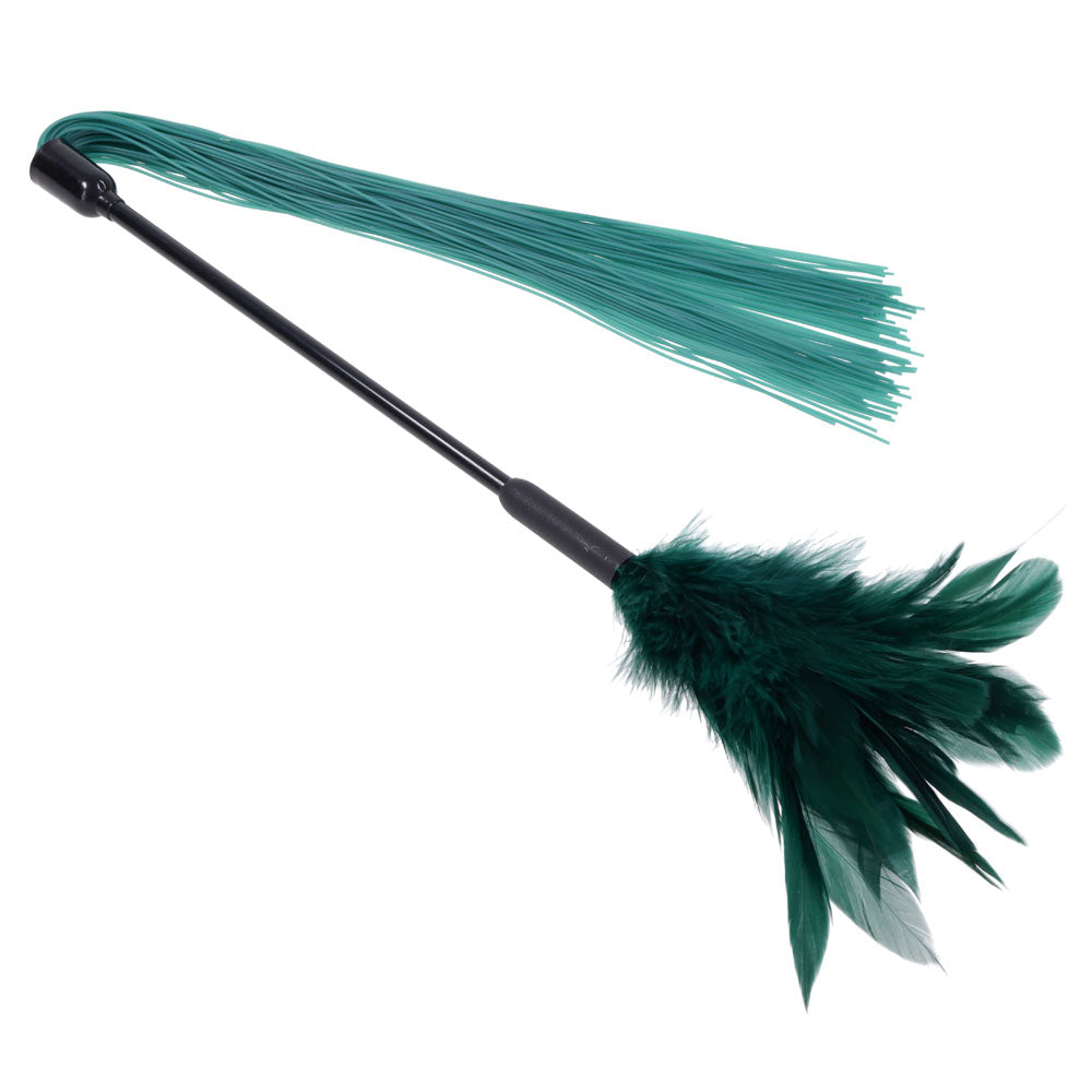 Sex & Mischief Indica Feather Tickler - Green Feather Tickler Whip-SS10221