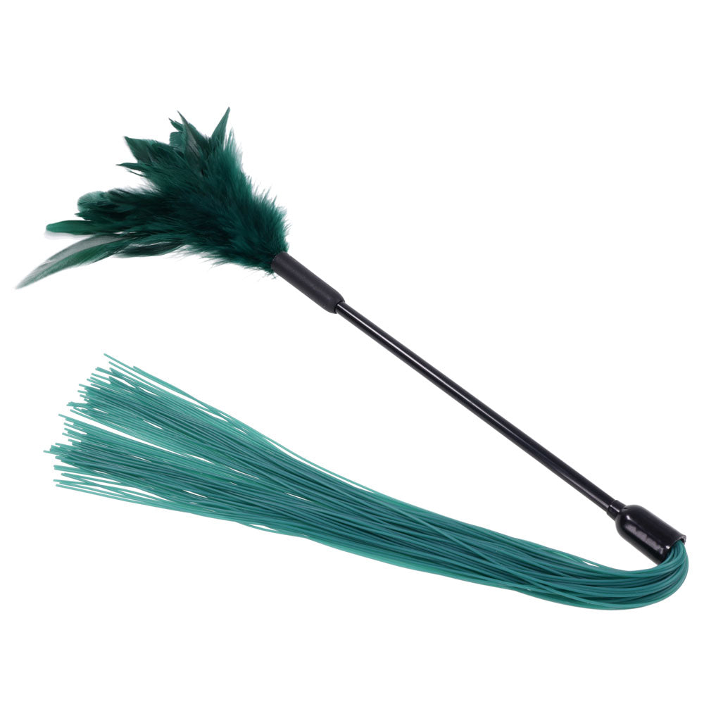 Sex & Mischief Indica Feather Tickler - Green Feather Tickler Whip-SS10221