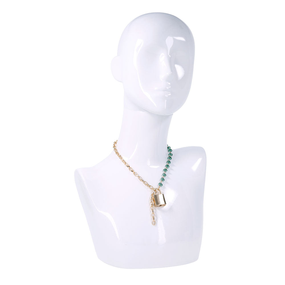 Sex & Mischief Indica Crystal Day Collar - Gold/Emerald Lockable Collar-SS10222