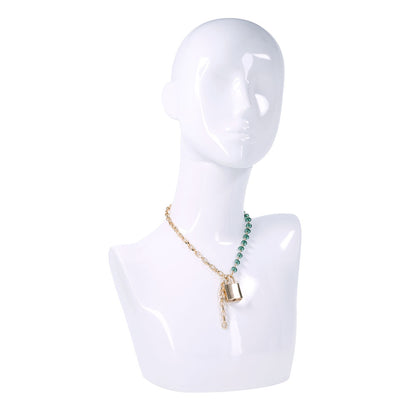Sex & Mischief Indica Crystal Day Collar - Gold/Emerald Lockable Collar-SS10222