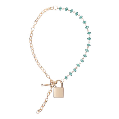 Sex & Mischief Indica Crystal Day Collar - Gold/Emerald Lockable Collar-SS10222