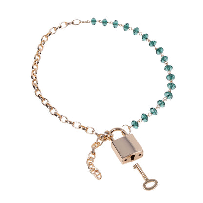 Sex & Mischief Indica Crystal Day Collar - Gold/Emerald Lockable Collar-SS10222