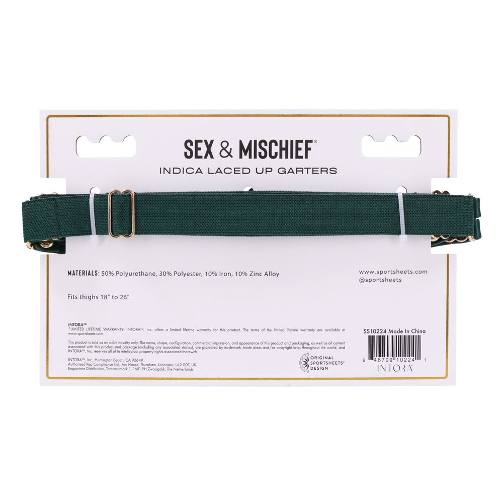 Sex & Mischief Indica Laced Up Garters - Green/Gold Garters - Set of 2-SS10224