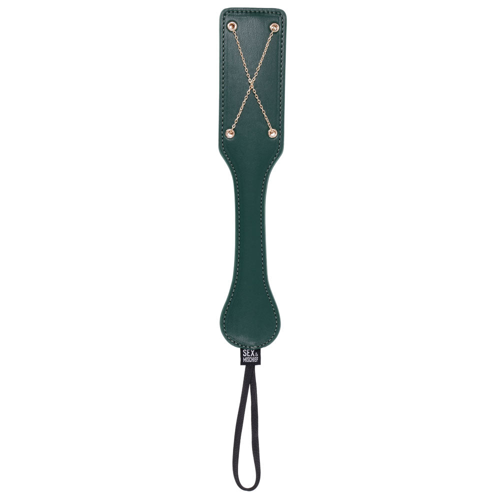 Sex & Mischief Indica Chain Impressions Paddle - Green/Gold Spanking Paddle-SS10225