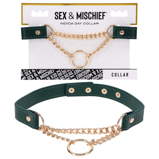 Sex & Mischief Indica Day Collar - Green/Gold Collar-SS10226