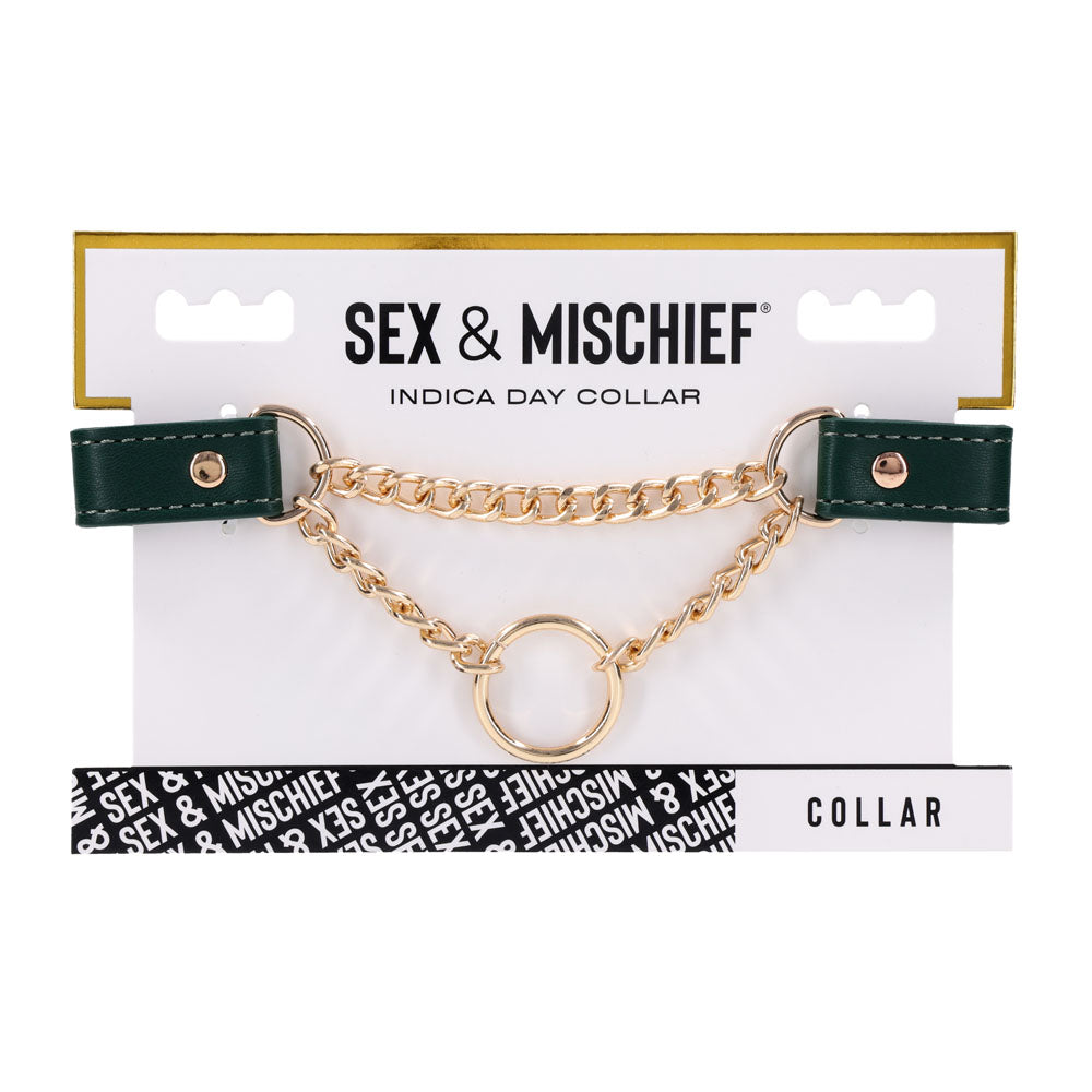 Sex & Mischief Indica Day Collar - Green/Gold Collar-SS10226
