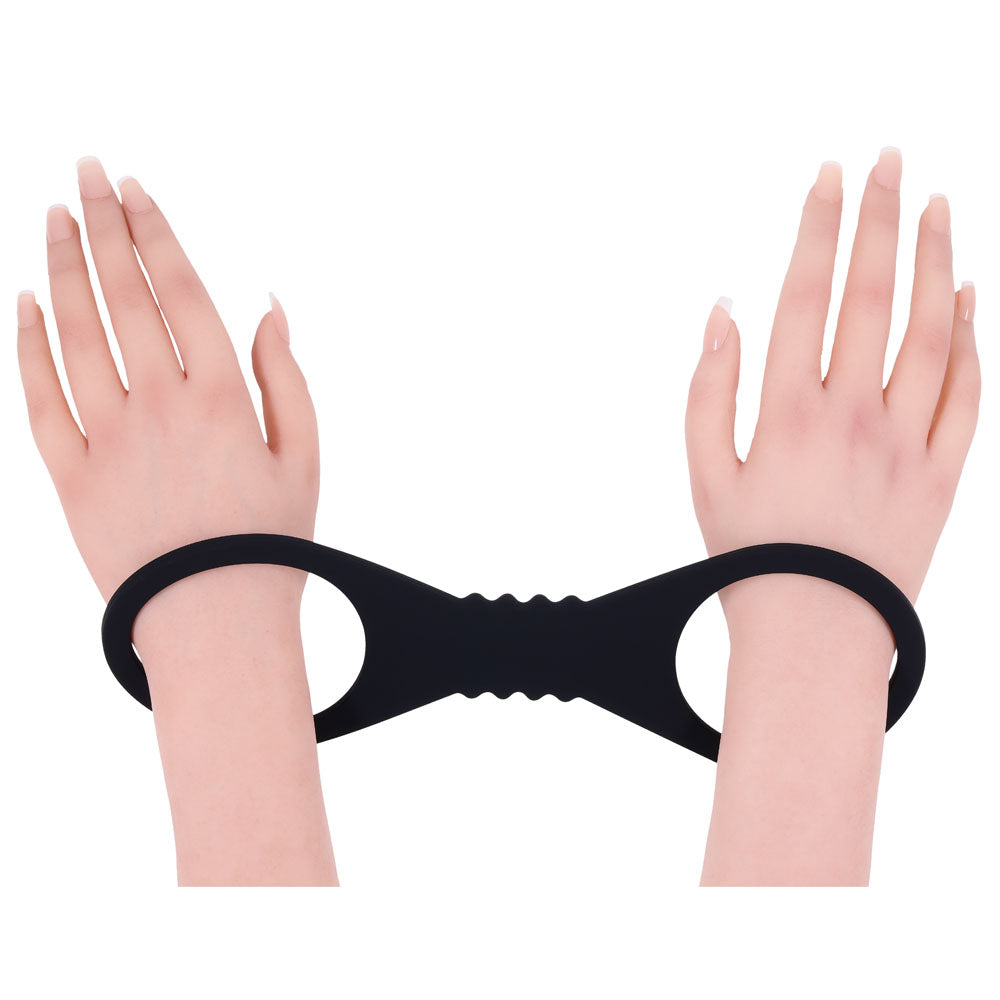 Sex & Mischief Shadow Large Silicone Cuffs - Black Large Restraints-SS10228