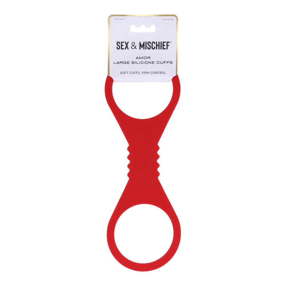 Sex & Mischief Amor Large Silicone Cuffs - Red Large Restraints-SS10230