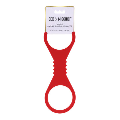 Sex & Mischief Amor Large Silicone Cuffs - Red Large Restraints-SS10230
