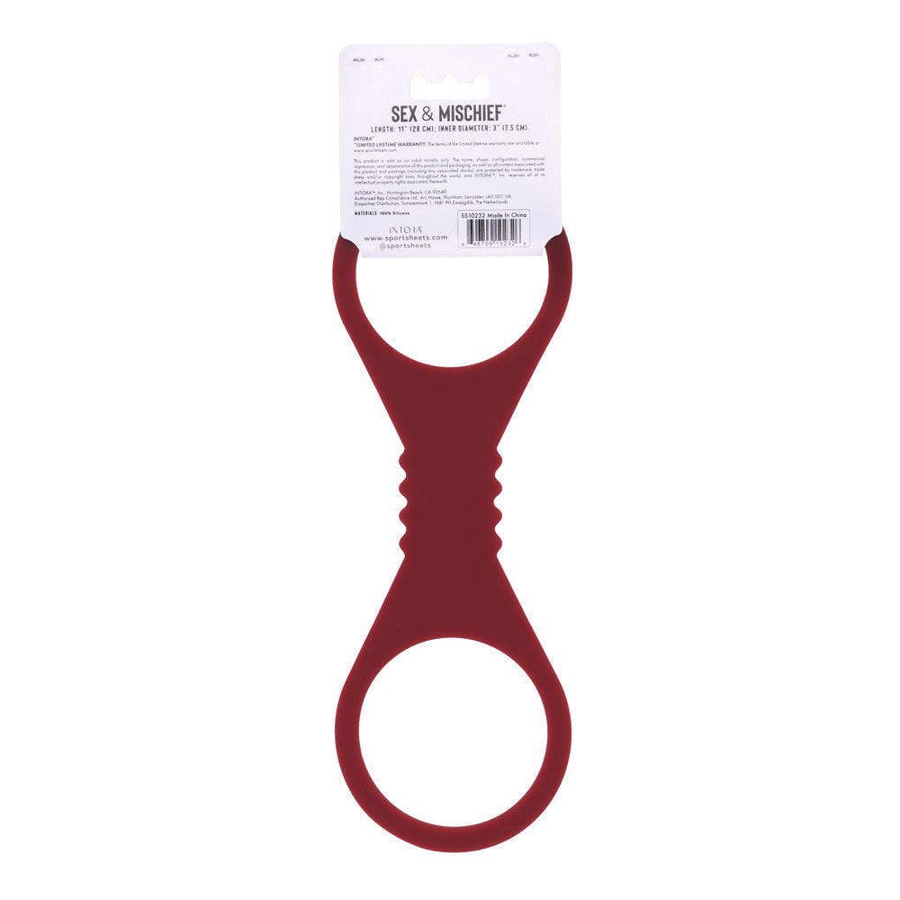 Sex & Mischief Enchanted Large Silicone Cuffs - Burgundy Large Restraints-SS10232