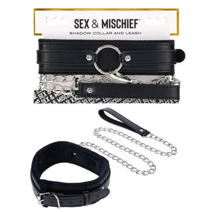 S&M Shadow Collar and Leash - Black Neck Restraint and Leash - SS10301