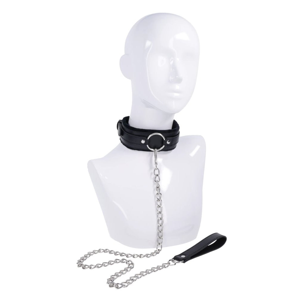 S&M Shadow Collar and Leash - Black Neck Restraint and Leash - SS10301