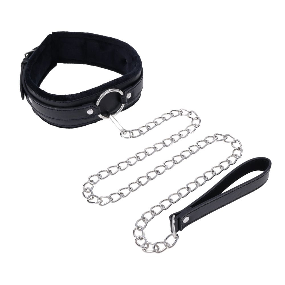 S&M Shadow Collar and Leash - Black Neck Restraint and Leash - SS10301