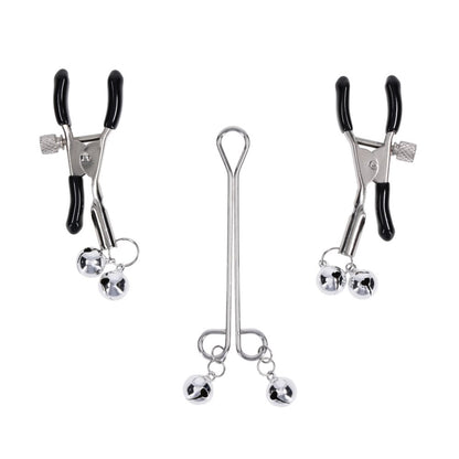 S&M Shadow Bell Nipple and Clit Jewelry - Metal Nipple Clamps and Clitoris Clamp - SS10305