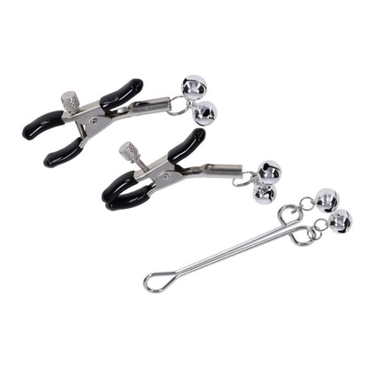 S&M Shadow Bell Nipple and Clit Jewelry - Metal Nipple Clamps and Clitoris Clamp - SS10305
