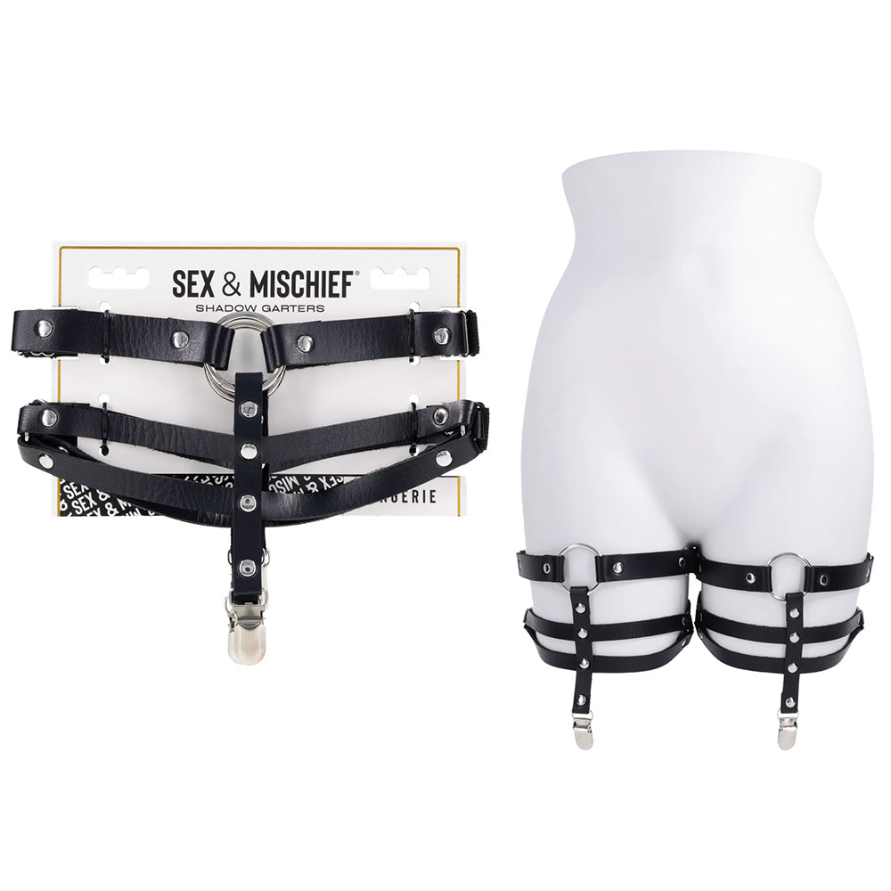 S&M Shadow Garters - Black Leg Garters - SS10310