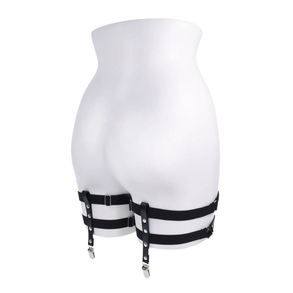 S&M Shadow Garters - Black Leg Garters - SS10310