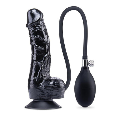 Size Up 6 Inch Inflatable Dildo with Balls - Black 17.8 cm Inflatable Dong-SU106