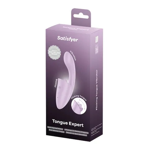 Satisfyer Tongue Expert - Violet 18 cm USB Rechargeable Vibrator with Flicking Clit Stimulator