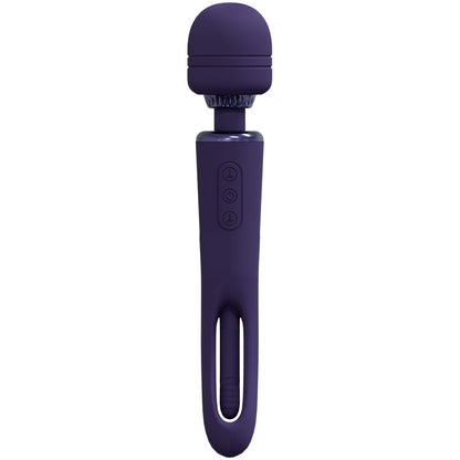 VIVE Kiku - Purple - Purple 25.2 cm USB Rechargeable Dual End Massage Wand with Flapping Tip-VIVE056PUR