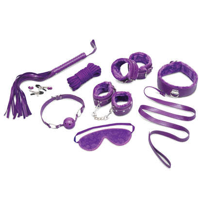 WhipSmart Fuzzy Everything You Need Bondage Kit - Purple Bondage Kit - 12 Piece Set - WS1073