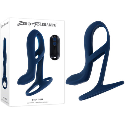 Zero Tolerance BIG TIME - Navy Blue USB Rechargeable Vibrating Penis Sleeve with Wireless Remote-ZE-RS-4547-2