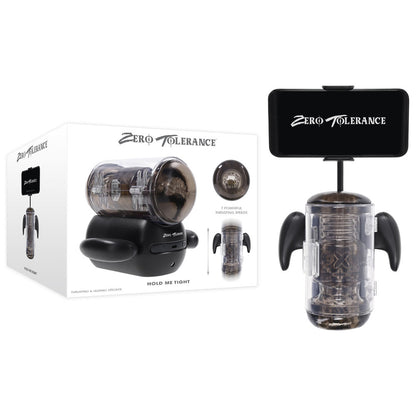 Zero Tolerance HOLD ME TIGHT - Black USB Rechargeable Vibrating Auto Stroker with Phone Holder-ZE-RS-6817-2