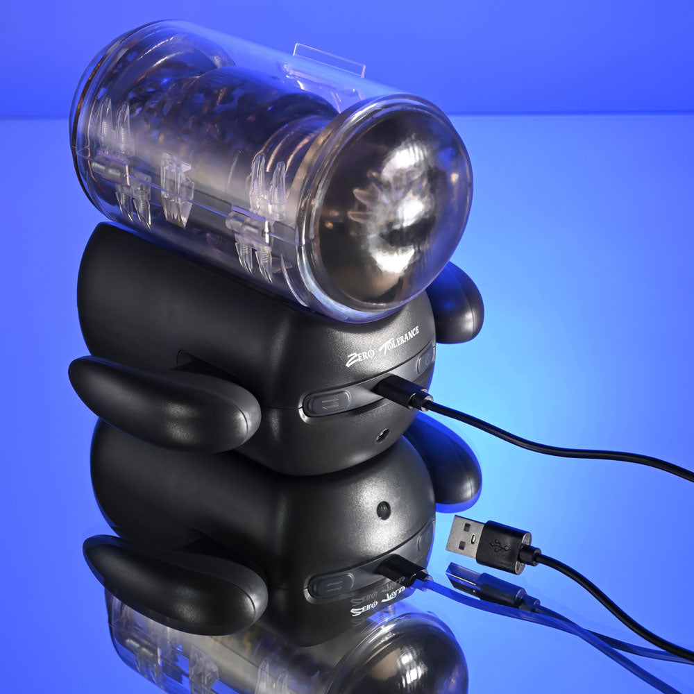 Zero Tolerance HOLD ME TIGHT - Black USB Rechargeable Vibrating Auto Stroker with Phone Holder-ZE-RS-6817-2