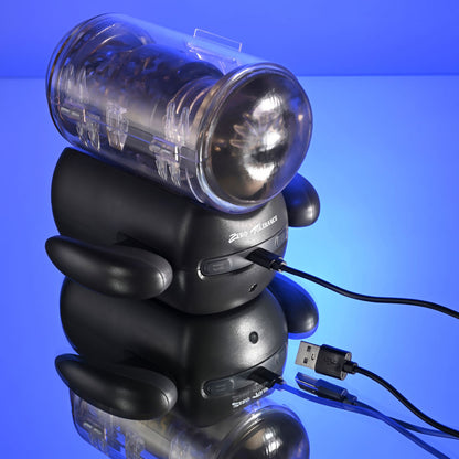 Zero Tolerance HOLD ME TIGHT - Black USB Rechargeable Vibrating Auto Stroker with Phone Holder-ZE-RS-6817-2