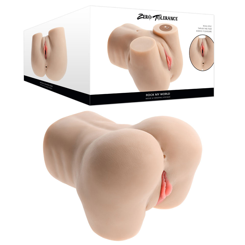 Zero Tolerance ROCK MY WORLD - Flesh USB Rechargeable Doggy Style Thrusting Mini Torso Masturbator - ZE-RS-7661-2
