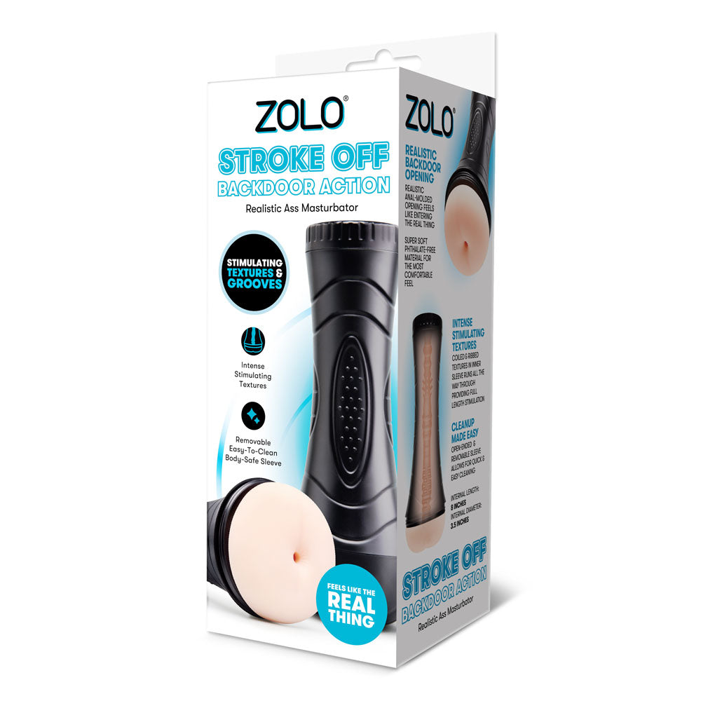 Zolo STROKE OFF Backdoor Action - Flesh Anal Stroker - ZO-3018